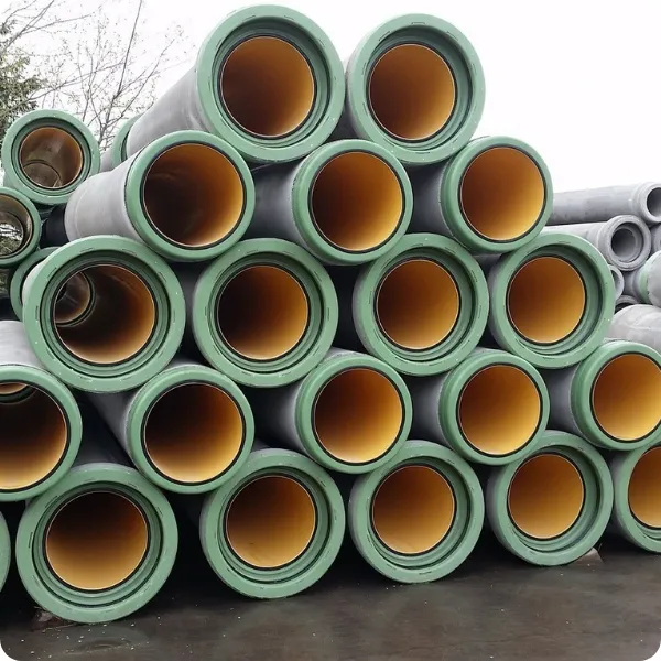 Many RCC pipes with HDPE Lining